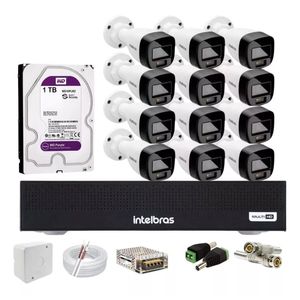 Kit Intelbras 12 Cameras 1120b Full Color Vhd, Dvr Mhdx 1016 C/HD1tb