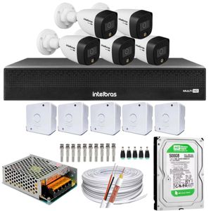 Kit 5 Câmera Segurança Intelbras Full Notuna Colorida Hd 500gb