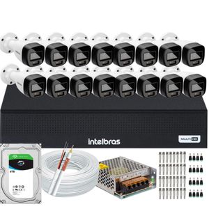 Kit Intelbras 16 Cameras Segurança  VHD 3220b+ Microfone Audio Full Color 1080p Dvr 3116c 6TB