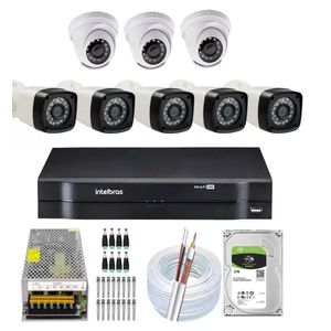 Kit DVR Intelbras 8 canais H.265 1TB 8 câmeras Full HD 1080p Infra 20m