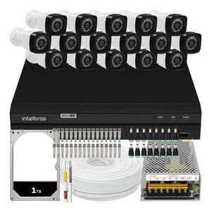 Kit Cftv 16 Cameras Full Hd 2mp Dvr Intelbras Mhdx 16ch 1tb