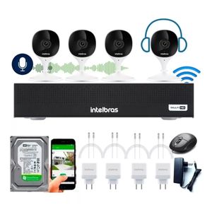 Kit 4 Câmeras Wifi Fullhd Intelbras Com Áudio Completo