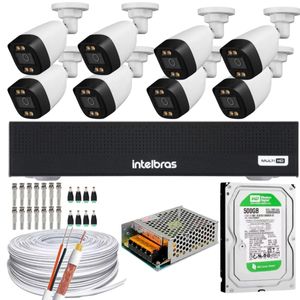 Kit 8 Câmeras full Color Dvr 1008-C intelbras C/Hd 500gb