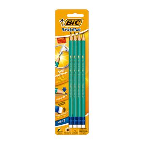 Lapis Evolution com Borracha HB Bic 4 Unidades