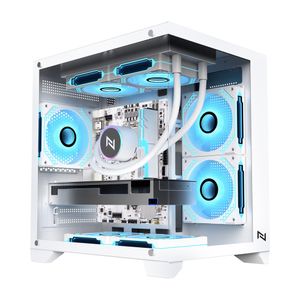 GABINETE GAMER NEOLOGIC AQUARIO FULL GLASS, MID-TOWER, LATERAL E FRONTAL VIDRO TEMPERADO, BRANCO, 3 FANS ARGB - NL-FGLWH