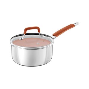 Panela Tramontina Romagna Aço Inox Cerâmico Marfim 16 cm 1,5 L