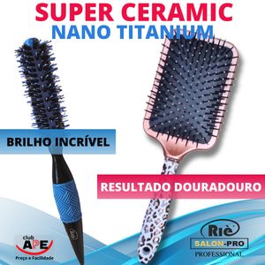 KIT 2 ESC 1 PROF SUPER CERAMIC 40 MM + 1 ESCOVA USO DIARIOUC RIE SALON PRO