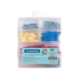 Jogo de Parafusos e Buchas Tramontina 100 peças