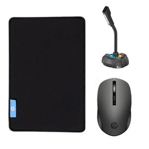 Kit Mouse Pad Speed Gamer + Mouse Óptico sem Fio + Microfone - HP