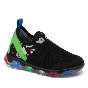 TENIS INFANTIL KLIN LIGHT LEDS PRETO VERDE MASCOTE