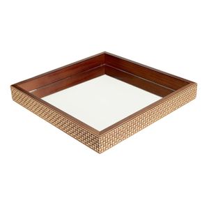 Bandeja quadrada decorativa TRELICA madeira com espelho 36cm