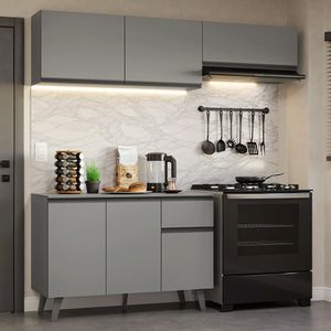 Armário de Cozinha Compacta 200cm Cinza Nice Madesa 03