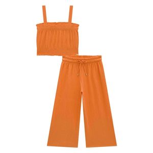 Conjunto Cropped Calça Wide Leg Wave Luxo Infanti