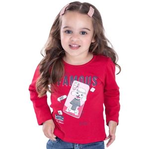 Blusa Infantil Menina Cotton Love Poodle Vermelho Serelepe