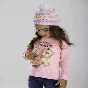 Blusa Infantil Menina Em Moletom C/Fleece Ursos Rosa Serelepe