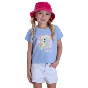 BLUSA INFANTIL EM ALGODÃO FLORA ARARA AZUL SERELEPE