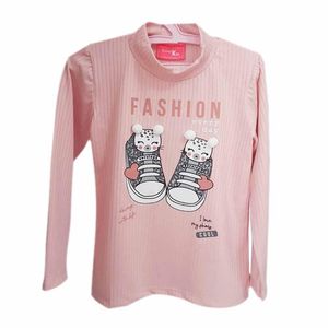 Blusa Infantil Menina Ribana Canelada Oncinha Rosa Serelepe