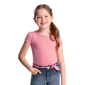 BLUSA INFANTIL MANGA CURTA BORDADO CORAÇÃO RS GLINNY