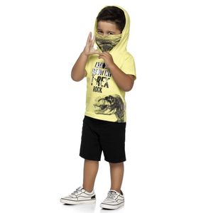 Camiseta Manga Curta Capuz Infantil T-Rex Elian Amarelo