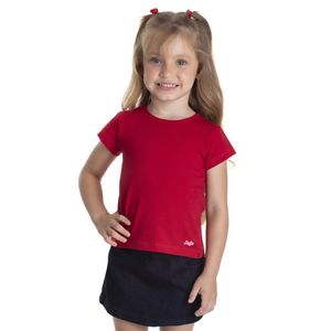 BLUSA MENINA MANGA CURTA COTTON VERMELHO SERELEPE