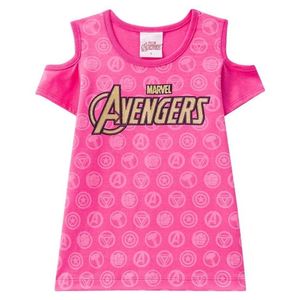 Blusa Manga Curta Infantil Menina Avengers Brandili