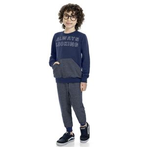 Conjunto Blusão Infantil Moletinho Menino Marlan Azul Marinho