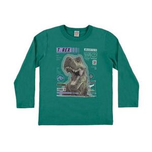 Camiseta Longa Infantil Menino T-REX Verde Boca Grande