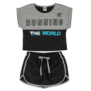 Conjunto Infantil Menina Cropped E Short Corrida Marlan