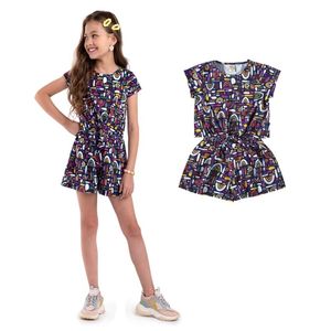 Conjunto Infantil Menina Cropped E Short AZ Planeta BG