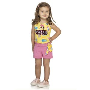 Conjunto Infantil Menina Regata e Shorts Ice Cream Elian