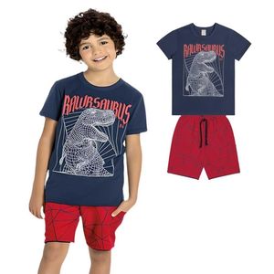 Conjunto Infantil Menino Dinossauro T-Rex Boca Grande