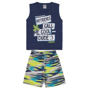 Conjunto Infantil Menino Regata E Bermuda Marinho Marlan