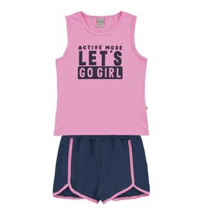 Conjunto Infantil Regata Dry Fit UV 50+ E Shorts Acqua UV 50 Rosa