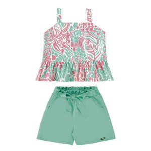 CONJUNTO MENINA CROPPED SHORTS SARJA MILLI&NINA