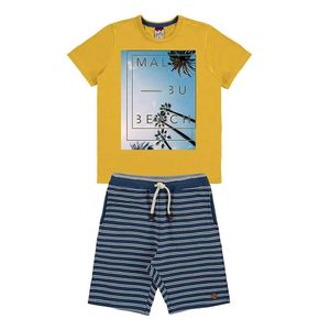 Conjunto Infantil Camiseta Meia Malha Flamê e Bermuda Moletom-10