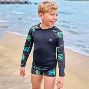 Conjunto Praia Infantil Camiseta Sunga Dino DRY UV 50+