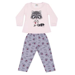 Pijama Infantil Longo Brilha No Escuro Evase Love Dadomile Rosa