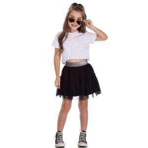 CONJUNTO INFANTIL CROPPED SAIA-SHORT TULLE COLLEGE SERELEPE