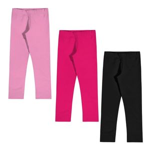 Kit 3 Legging Infantil Cotton Rosa Pink Preto Elian