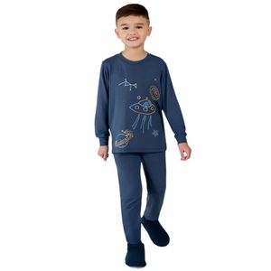 Pijama Infantil Modal Espacial Marinho Brilha Escuro Dedeka