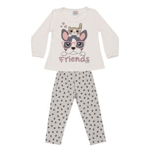 Pijama Longo Infantil Brilha No Escuro Love Dadomile Bege