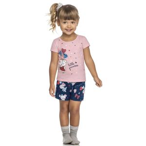 Pijama Curto Infantil Princesa 3 Peças Brilha No Escuro