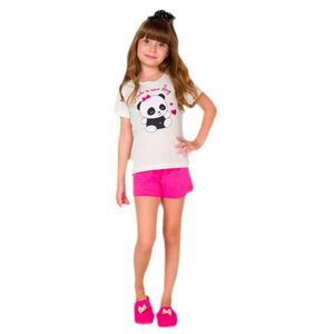 Pijama Infantil Curto Menina Bela Notte Ursinha Creme