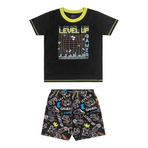 Pijama Infantil Menino Jogos Brilha Preto Elian