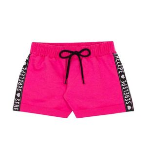 Shorts Infantil Menina Moletinho Liso Faixa Lateral Serelepe Pink