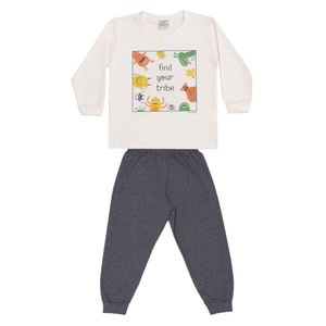 Pijama Infantil Divertidos Bichos Brilha No Escuro Dadomile Bege