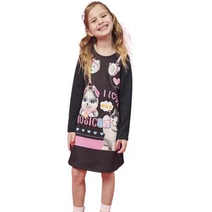 Vestido Infantil Menina Music Love Gatinhas Kukiê