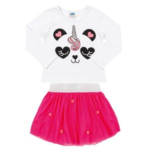 Conjunto Infantil Love Camiseta Longa Saia Tule Marlan