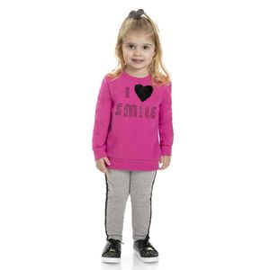 Conjunto Longo Infantil Moletinho Love Pink Marlan