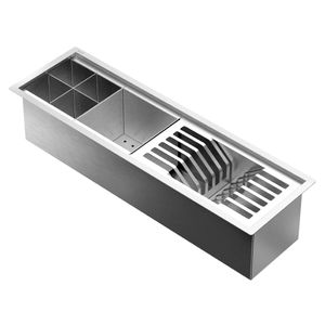 Canal Organizador de Cozinha Docol 60cm em Aço Inox com 3 Módulos